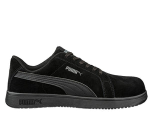 Puma Men's 640305 Iconic Black/Black Suede Low Composite Safety Toe Metal Free Work Shoes