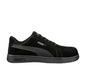 Puma Women's 640345 Iconic Black/Black Suede Low Composite Safety Toe Metal Free Work Shoes