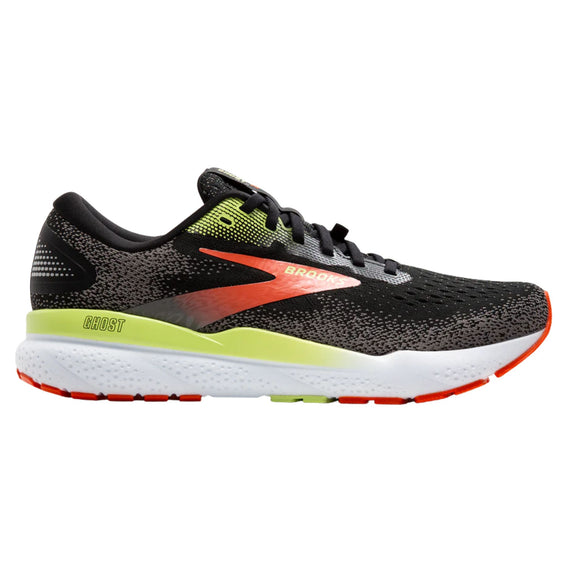 Brooks Men's 110430 049 Ghost 16 GTX Black Mandarin Red Green Cushion Support Running Shoes