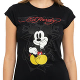 Ed Hardy Women's Disney Mickey Anchor Rhinestone Cap Sleeve T-Shirt ThatShoeStore