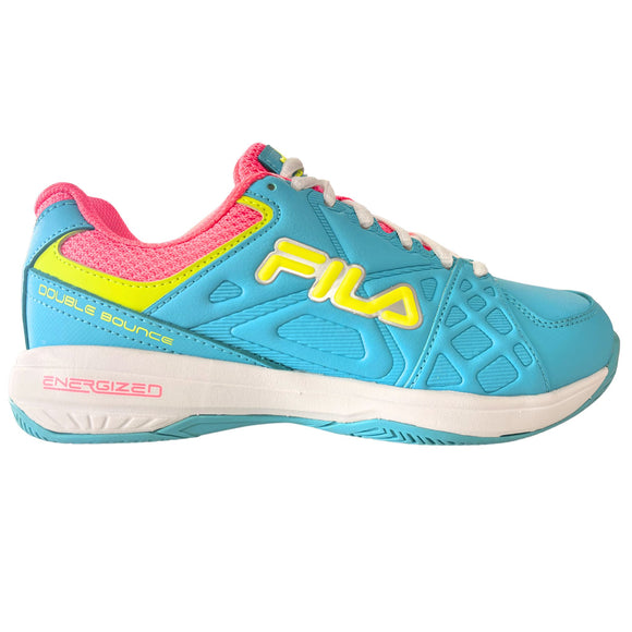 Fila Women's 5PM00606 424 Double Bounce 3 Scuba Blue White Safety Yellow Pickleball Shoes
