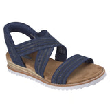 Skechers Women's 114408 BOBS Desert Kiss Lavish Leap Slip-ins Navy Vegan Memory Foam Sandals ThatShoeStore