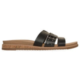 Skechers Women's 114703 BOBS Desert Kiss Low Stud Look Black Vegan Plush Foam Slide Sandals ThatShoeStore