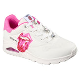 Skechers Women’s 190004 Rolling Stones UNO Diamond Stones White Pink Memory Foam Casual Shoes ThatShoeStore