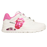 Skechers Women’s 190004 Rolling Stones UNO Diamond Stones White Pink Memory Foam Casual Shoes ThatShoeStore