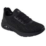 Skechers Women's 190175 Relaxed Fit Arch Fit UNO Starla Black Stretch Fit Air Cooled Memory Foam Casual Shoes ThatShoeStore