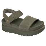 Skechers Women's 190420 Street Hiker Breeze Shore Heights Olive Suede Luxe Foam Sandals ThatShoeStore