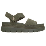 Skechers Women's 190420 Street Hiker Breeze Shore Heights Olive Suede Luxe Foam Sandals ThatShoeStore