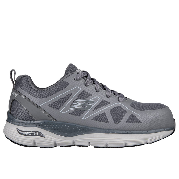 Skechers Men's 200152 Vigorit Gray Arch Fit Slip Resistant Safety Toe Work Shoes