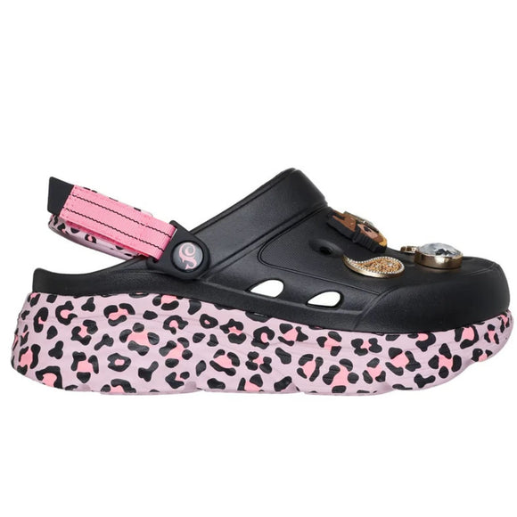 Skechers Women's 186014 Snoop Dogg Foamies Purrfect Black Leopard Max Cushioning Clogs