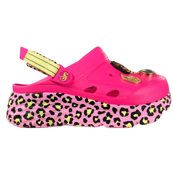 Skechers Women's 186014 Snoop Dogg Foamies Purrfect Pink Leopard Leopard Max Cushioning Clogs