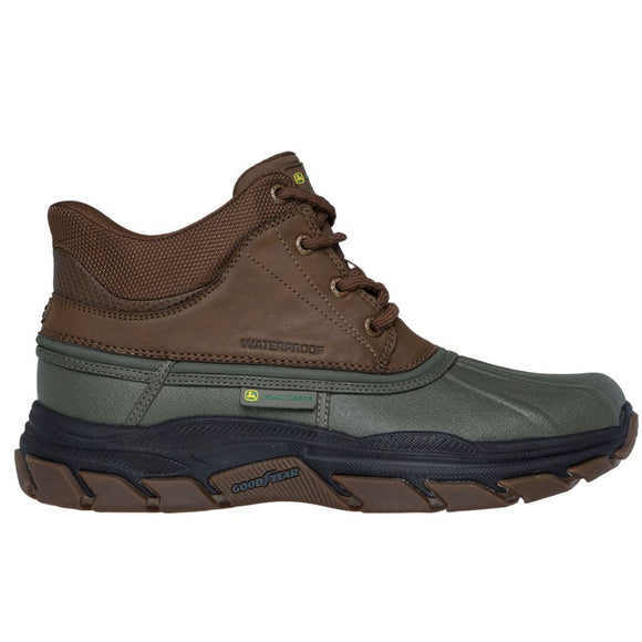 Skechers Men's 256026 John Deere Slip-ins Respected Swamper Olive Brown Waterproof Work Shoes