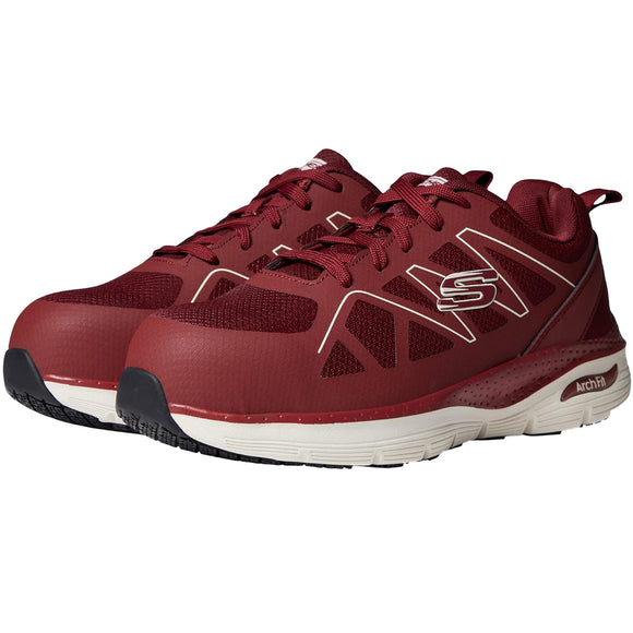 Skechers Men's 200152 Vigorit Burgundy Arch Fit SR Safety Toe Work Shoes
