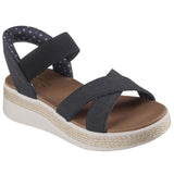 Skechers Women's 114414 BOBS Sun Ray Move Over Slip-Ins Black Sandals (WIDE) ThatShoeStore