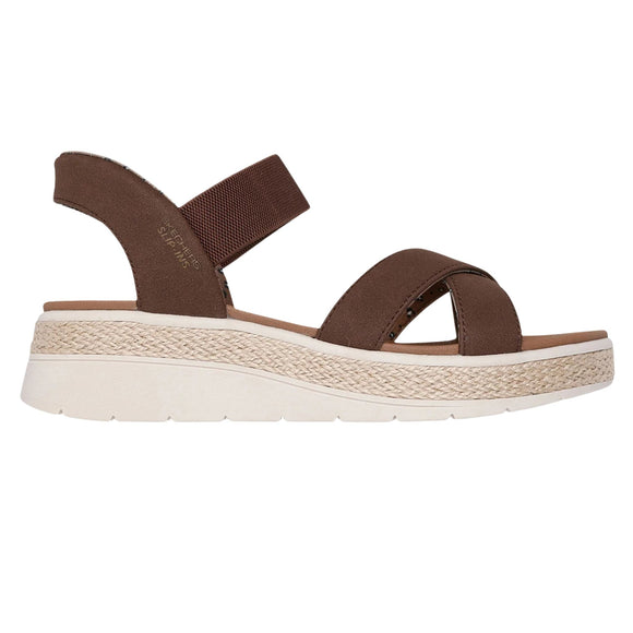 Skechers Women's 114414 BOBS Sun Ray Move Over Slip-Ins Chocolate Sandals (WIDE)