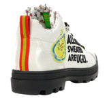 Skechers Women's 155277 Dr Seuss The Grinch Roadies Ugly Sweater Christmas White Black Casual Boots ThatShoeStore