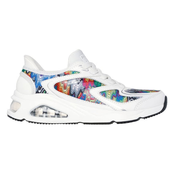 Skechers Women's 177931 Jen Stark: Tres-Air Uno-Iris Drip White Multi Slip-Ins Casual Shoes