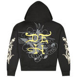 Ed Hardy Men's Black Skull Rhinestone Full Zip Boxy Hoodie ThatShoeStore