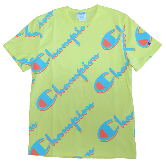 Champion Men's Yellow Drop Shadow Allover Logo T-Shirt