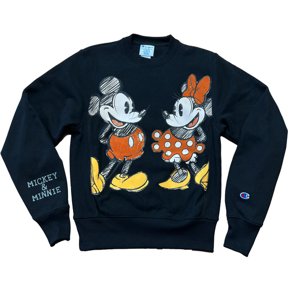 Champion X Disney Mickey Minnie Mouse Reverse Weave Crew Neck Sweatshirt