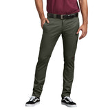 Dickies Men's WP811 Flex Skinny Straight Fit Double Knee Work Pants Olive Green ThatShoeStore