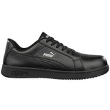 Puma Men's 640005 Iconic Leather Low Black Composite Safety Toe Metal Free Work Shoes ThatShoeStore